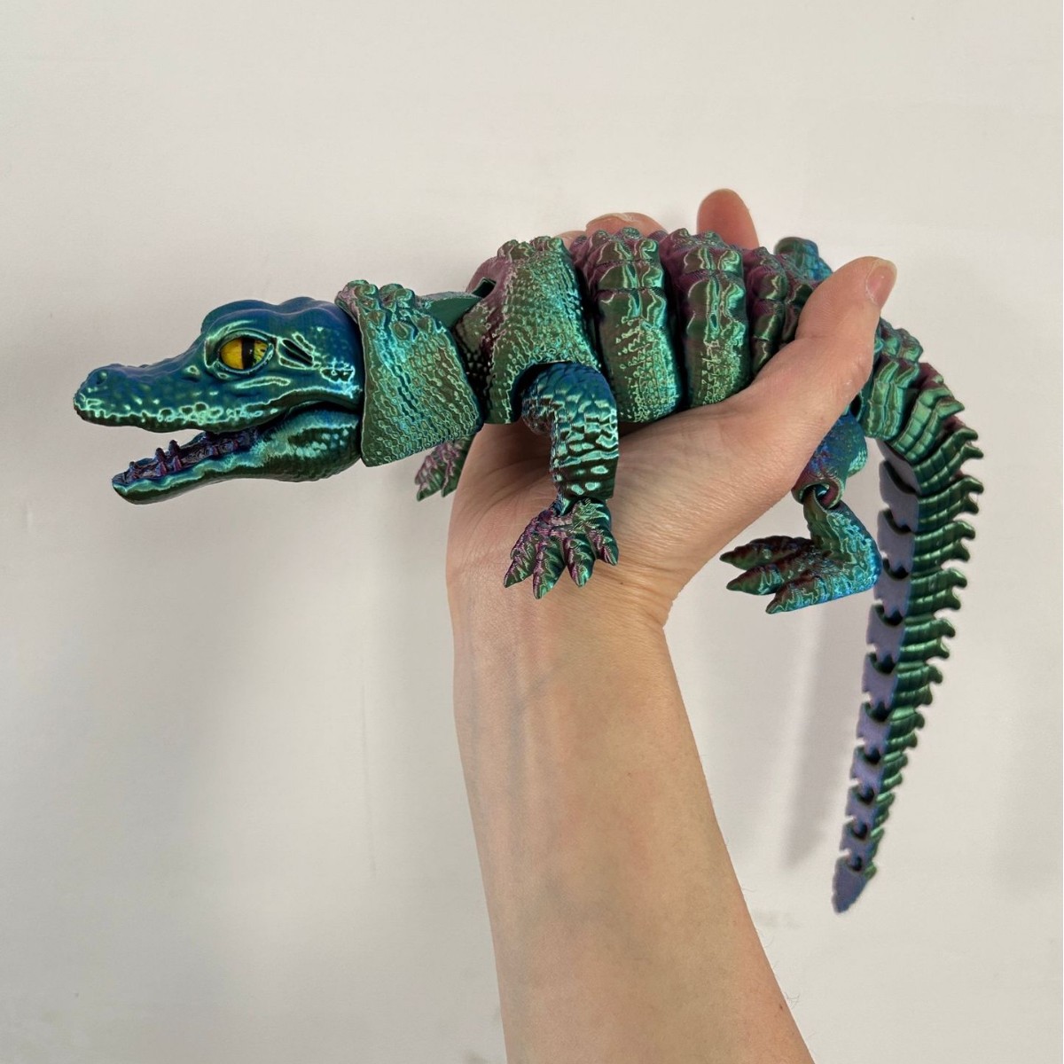 3D Printing Lizard - 3Dプリントされたワニ、一体型の関節口が可動式で、子供のおもちゃ、動物モデルのフィギュア、またはコレクタブルな誕生日プレゼントに最適です。