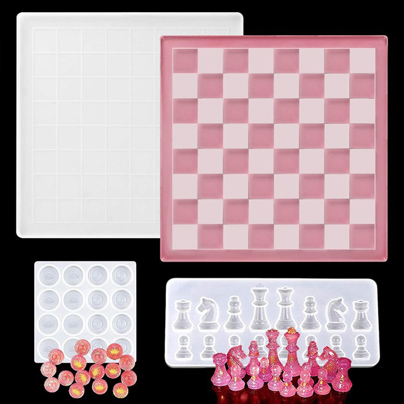 3D Printing Chess - チェス,クリスタル,エポキシ樹脂,3D,チェス,ドリルボード,手作りの工芸品用のシリコンモールド