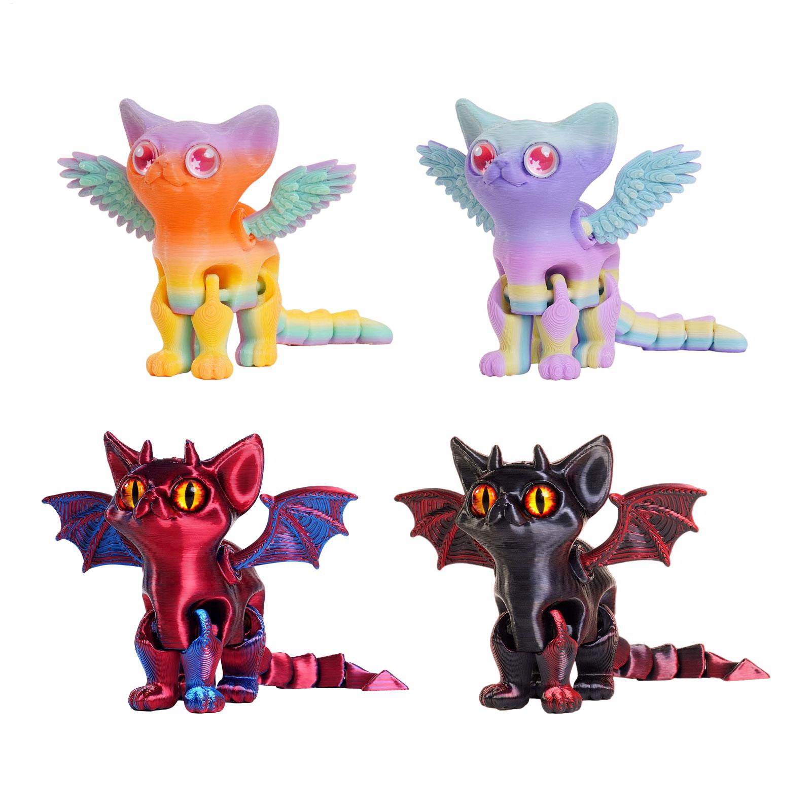 3D Printing Examples - 3Dプリント動物 3Dプリント猫フィギュア デスク用可動式多関節オーナメント ペット愛好家・ティーン向けフィジェットトイ