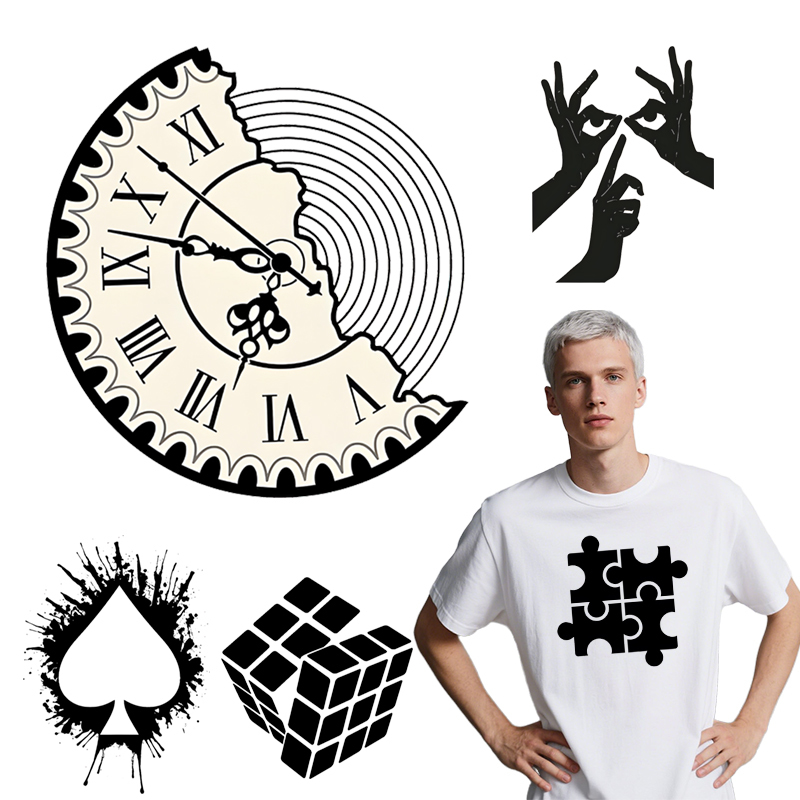3D Printing Vinyl - ブラックアートDTF衣類ホットスタンプはDIYで男性用と女性用のTシャツに使用可能、ビニールパッチは水洗い可能です。