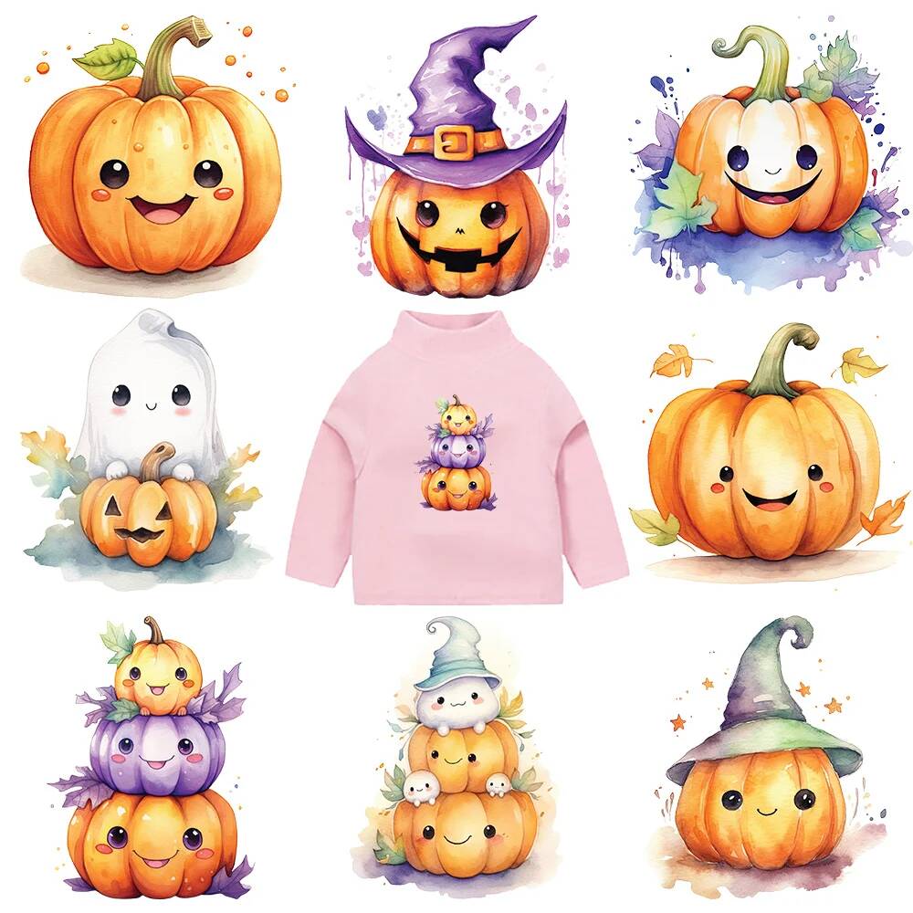 3D Printing Vinyl - Tシャツ用ビニールステッカー,熱転写,アニメーション,アコーディオン,パッチ,ハロウィーン用,カワイイ,カボチャ