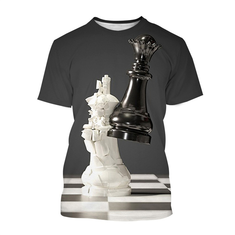 3D Printing Chess - メンズ3DチェスプリントTシャツ,半袖ラウンドネックTシャツ,子供服,ストリートファッション,カジュアル,夏,新作