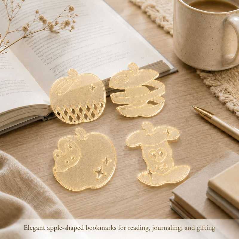 3D Printing Journal - 4 ピース/セットかわいいアップルブックマーク中空 3D プリント半透明ページマーカー本やジャーナル用