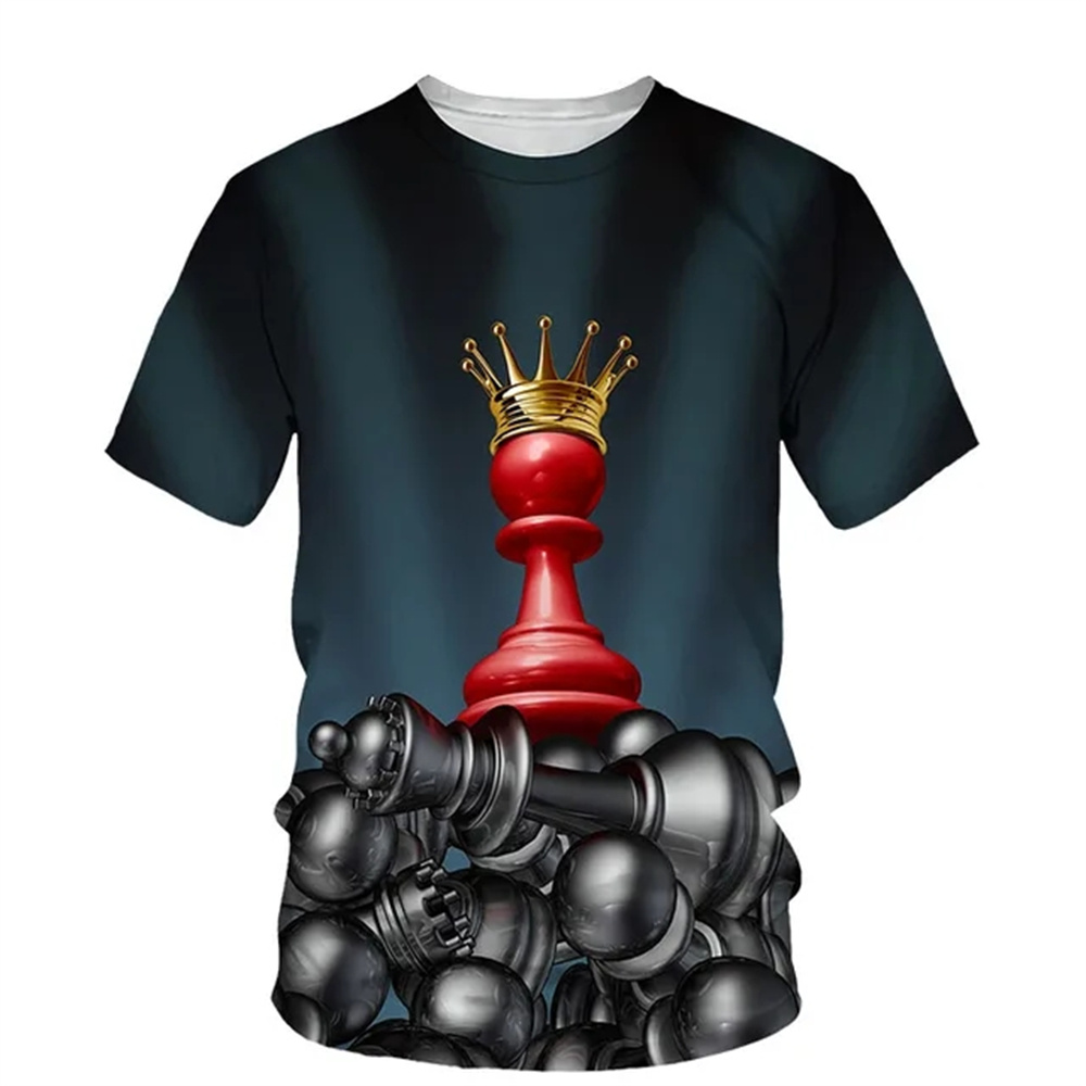 3D Printing Chess - 夏チェス 3D プリント Tシャツストリートカジュアル男性女性ファッション特大半袖 Tシャツ O