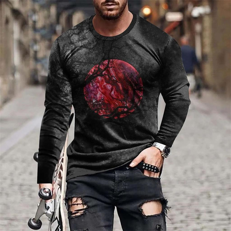 3D Printing Web - 男性用長袖Tシャツ,特大ストリートウェア,スパイダーウェブ3Dプリント,原宿,y2k