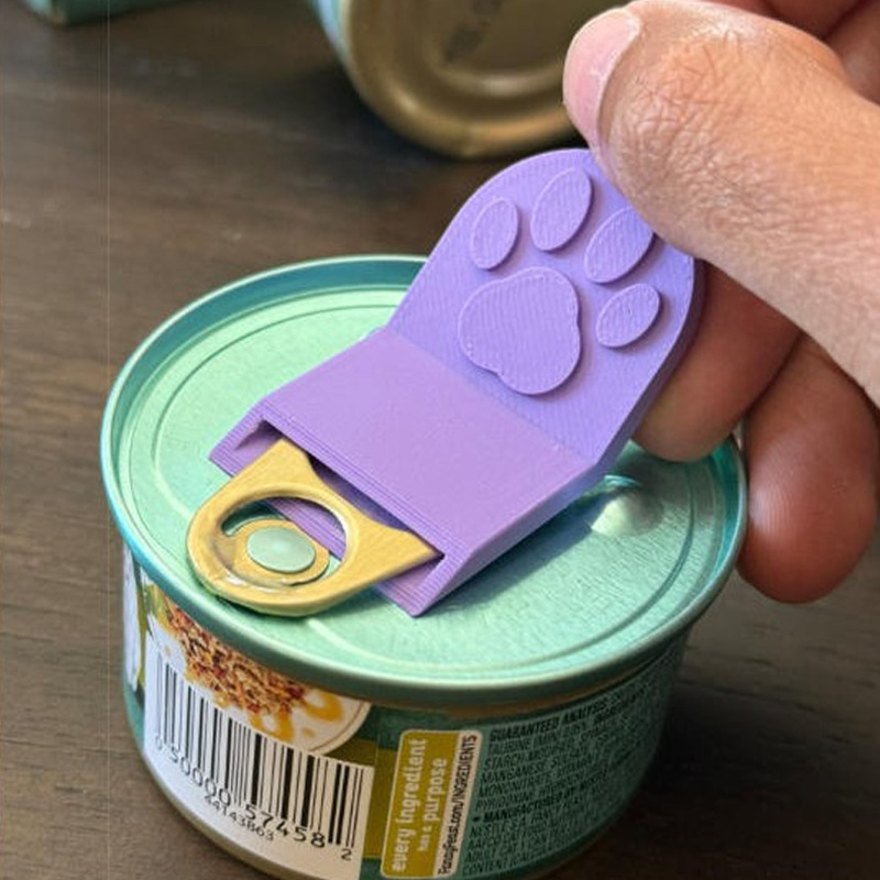 3D Printing Grip - 3Dプリント製の創造的な猫の足型ペットフード缶オープナー、多機能ポータブル猫フード缶オープナー、安全で握りやすい