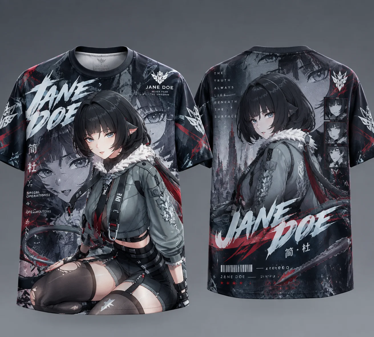 3D Printing Zone - ジェーン・ドウの3DフルプリントTシャツ、ゼンレスゾーンゼロのゲームグッズ、アニメファン向けのユニセックス・カジュアル・半袖Tシャツ。