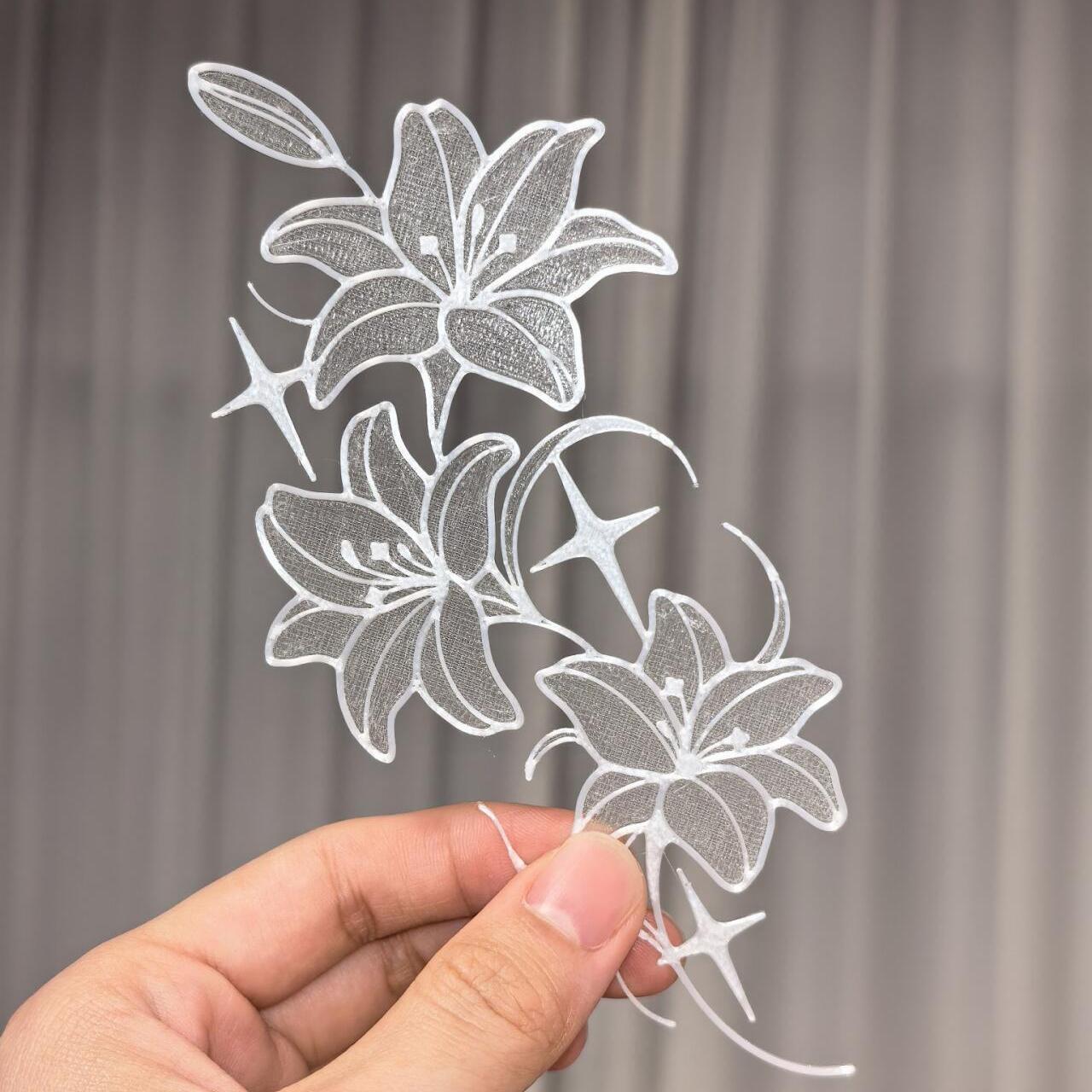 3D Printing Journal - 韓国風オーガンザユリ刺繍ブックマーク 3Dプリントブックマーク ジャーナルデコレーション 読書用マーカー 本好きへのギフト