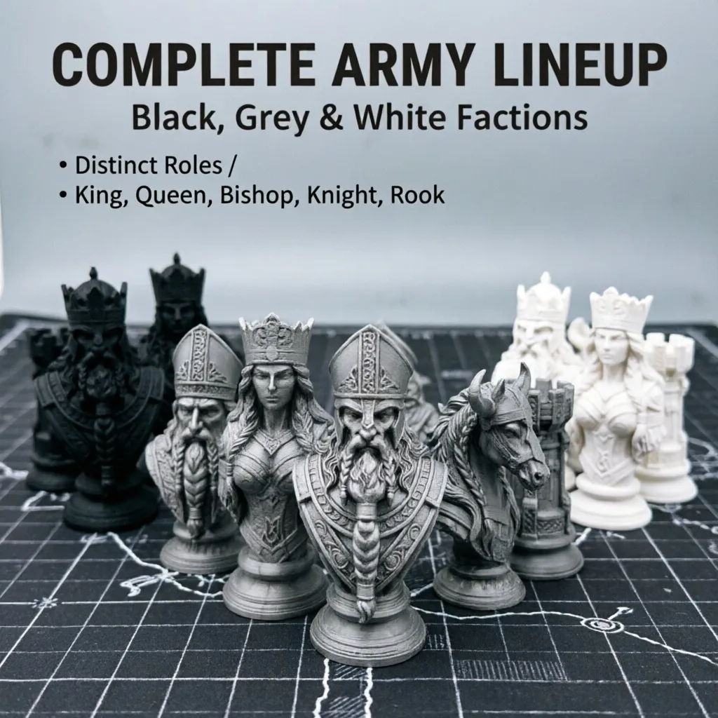 3D Printing Chess - 10cm 3Dプリントチェスの駒、北欧神話のキング・クイーン・ナイト、フィギュアセットボードゲームモデル、家の装飾ギフトコレクターアイテム