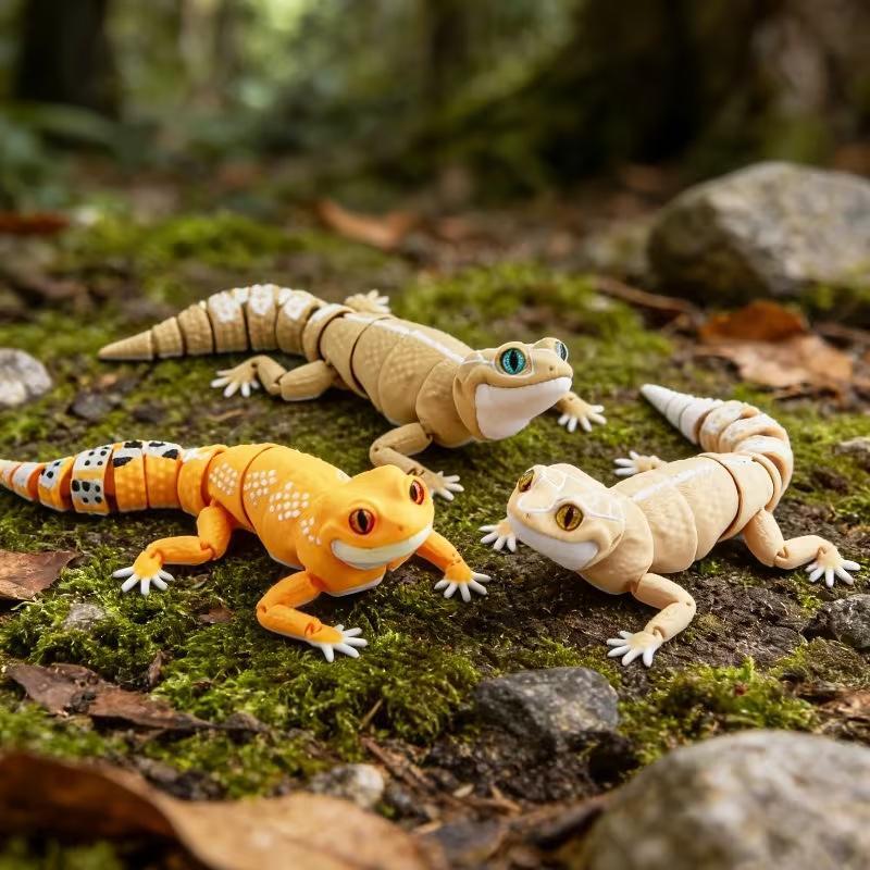 3D Printing Lizard - 3Dプリント製多関節可動式カラフルなトカゲモデル、リアルな目付き、デスクトップ装飾品、ホームデコレーションアクセサリー