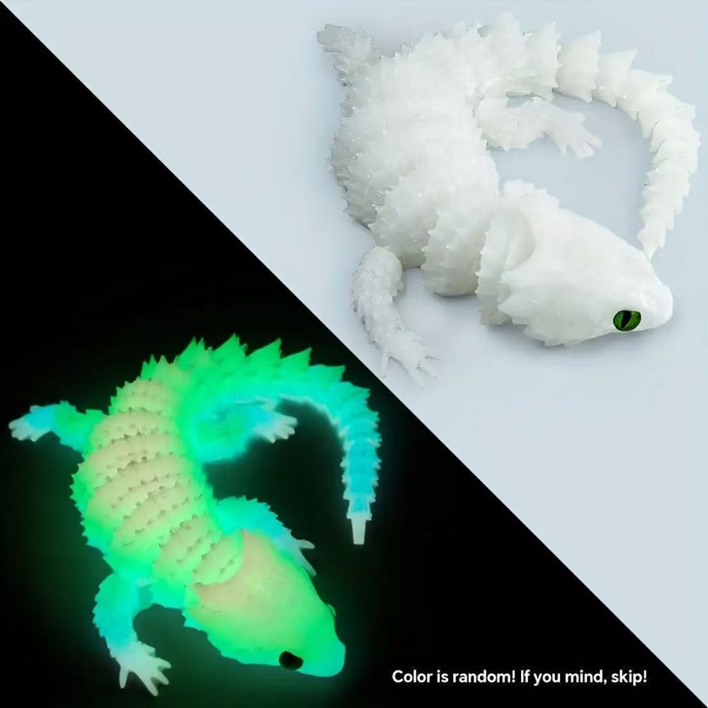 3D Printing Lizard - 可動関節付き、3Dプリント製のカラフルなトカゲのフィギュア。口を開閉可能。創造的なデザインで、庭の装飾にも最適。
