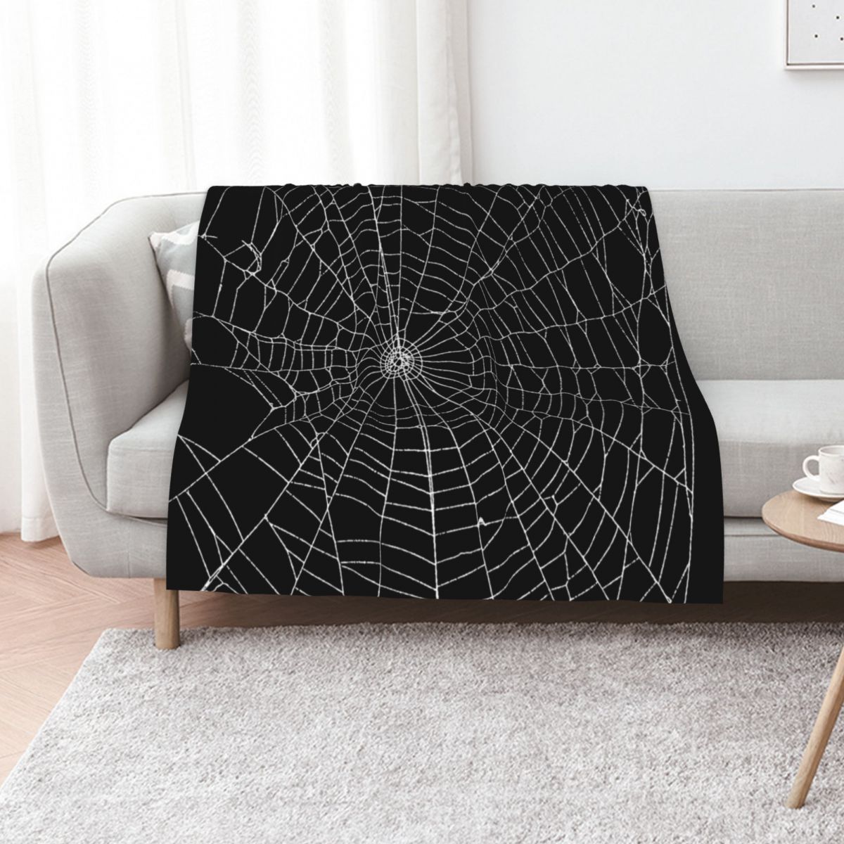 3D Printing Web - スパイダーウェブ柄のブランケット。レトロなデザインで、柔らかい素材を使用。ソファやキャンプでの使用に最適。