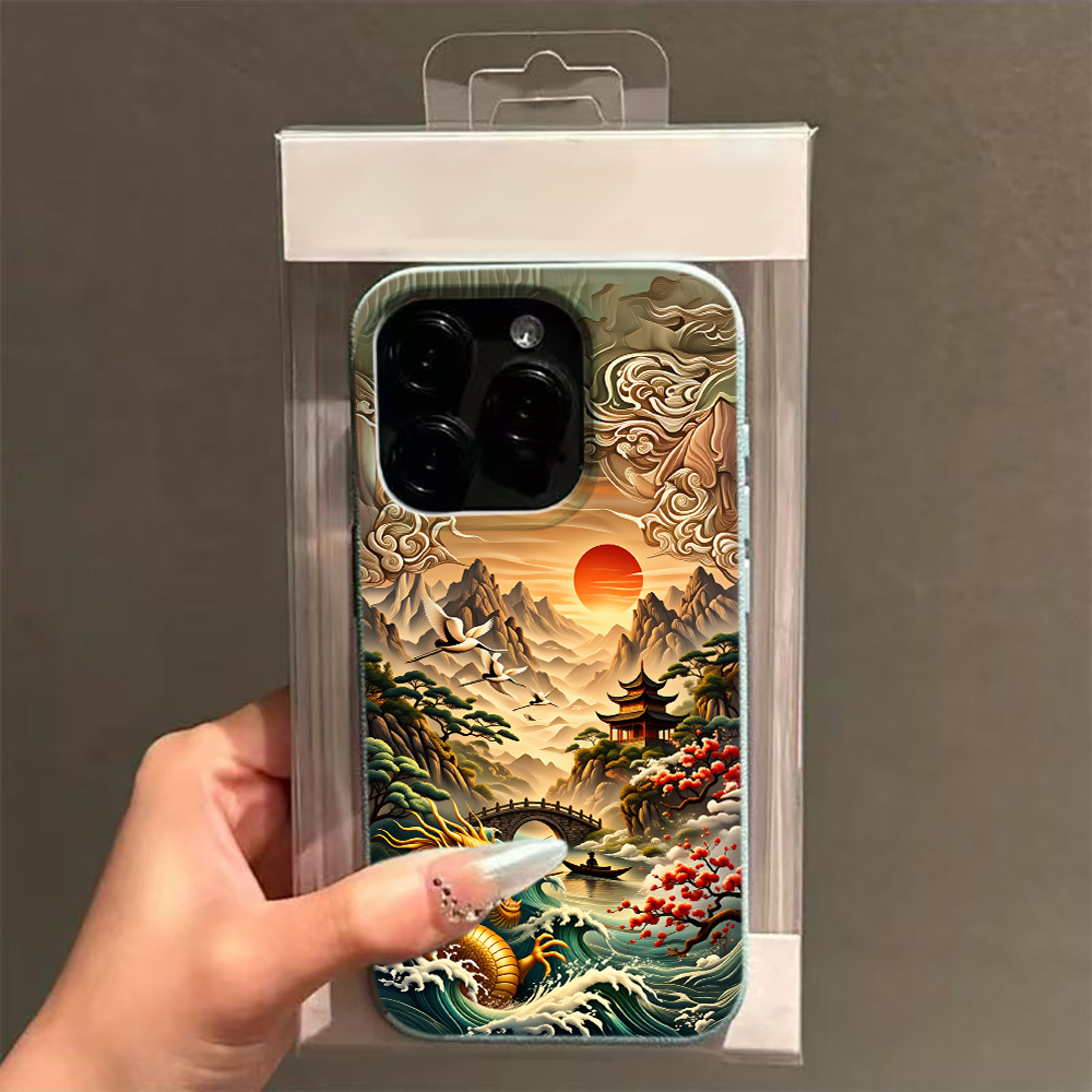 中国風の風景と太陽をモチーフにした、高級感のあるiPhone - 3D Printing Quote のレビューと価格