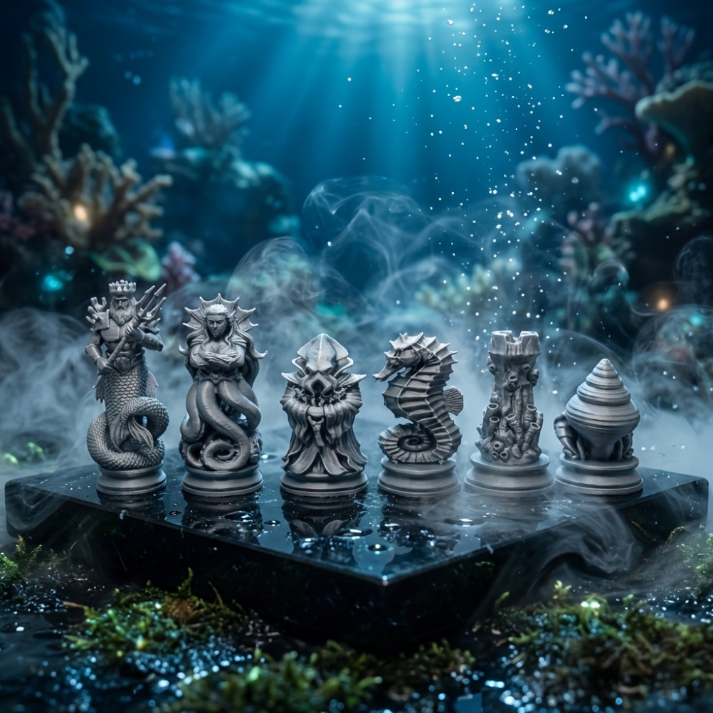 16個入り海洋神話チェスフィギュア3Dプリント深海テーマチェ - 3D Printing Chess のレビューと価格