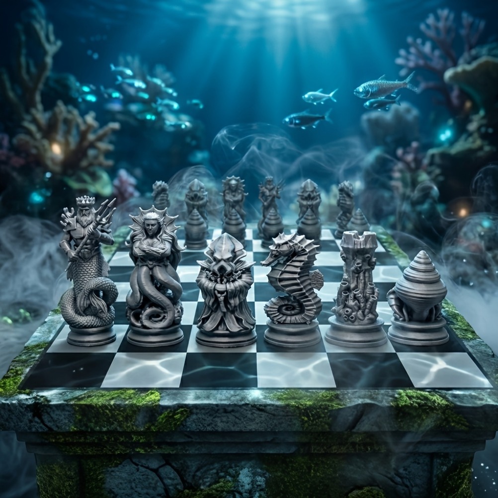 16個入り海洋神話チェスフィギュア3Dプリント深海テーマチェ - 3D Printing Chess のレビューと価格