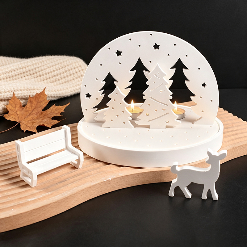 クリスマスエルクティーライトキャンドルホルダーシリコンモール - 3D Printing Model Free のレビューと価格