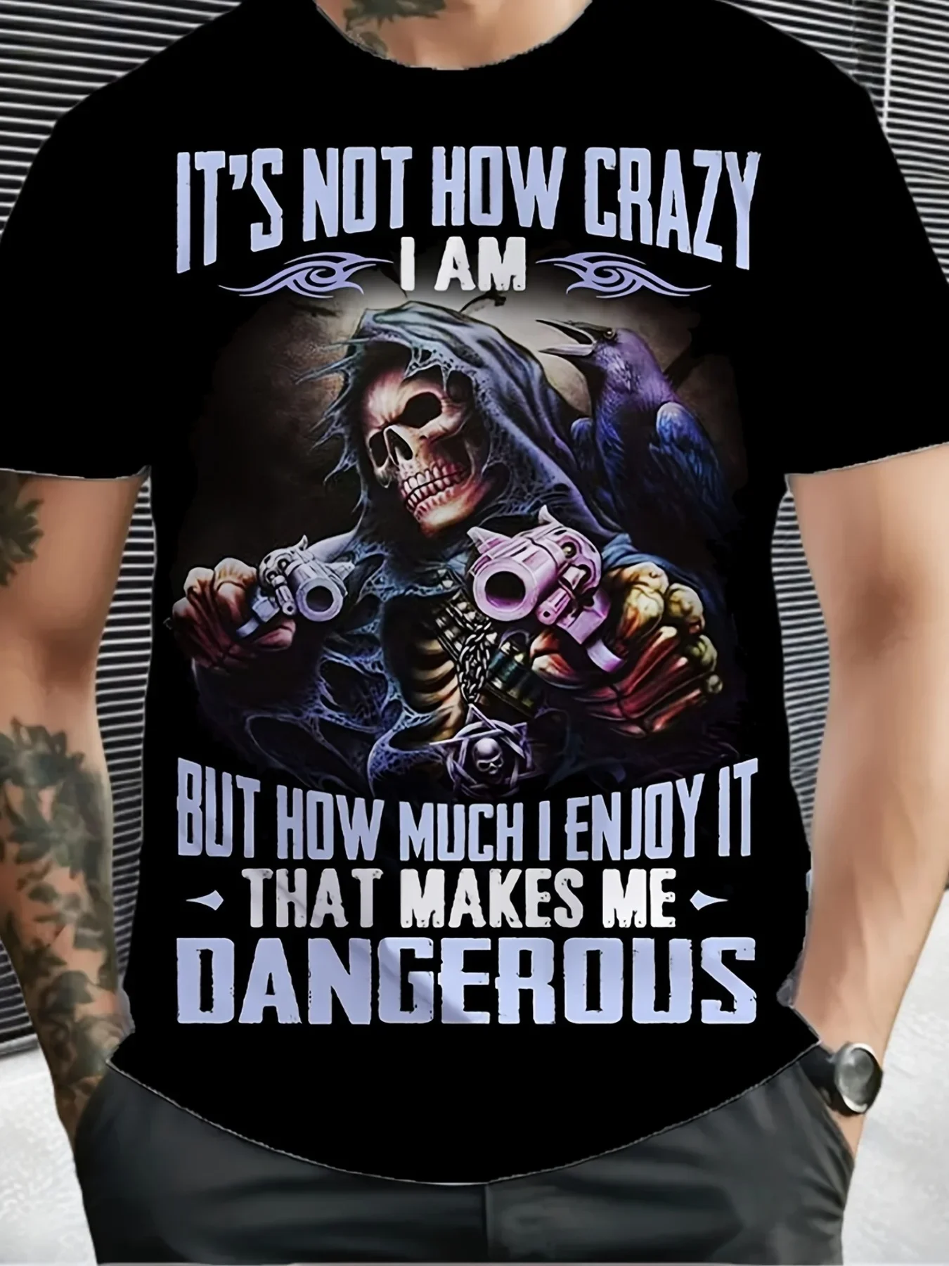 ファッション性の高いメンズ・スカルTシャツ。ダークゴシックな - 3D Printing Quote のレビューと価格