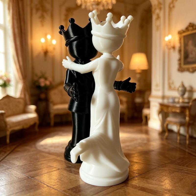 クリエイティブな3Dプリントチェスのキングとクイーンの像、家 - 3D Printing Chess のレビューと価格