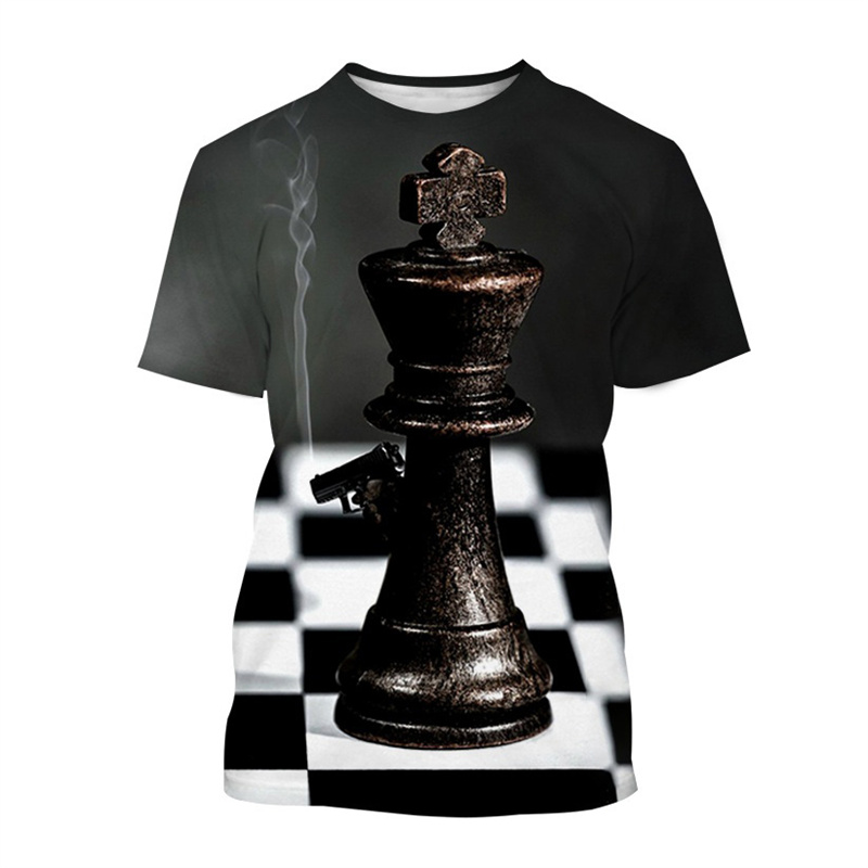 メンズ3DチェスプリントTシャツ,半袖ラウンドネックTシャツ - 3D Printing Chess のレビューと価格