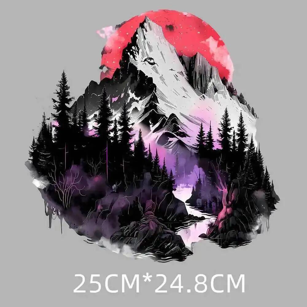 25 センチメートル雪山の風景アイロン熱伝達ステッカー女性男 - 3D Printing Vinyl のレビューと価格
