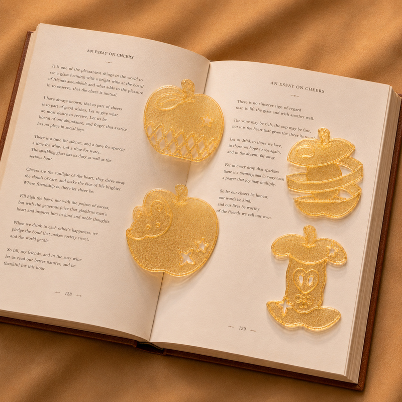 4 ピース/セットかわいいアップルブックマーク中空 3D プ - 3D Printing Journal のレビューと価格