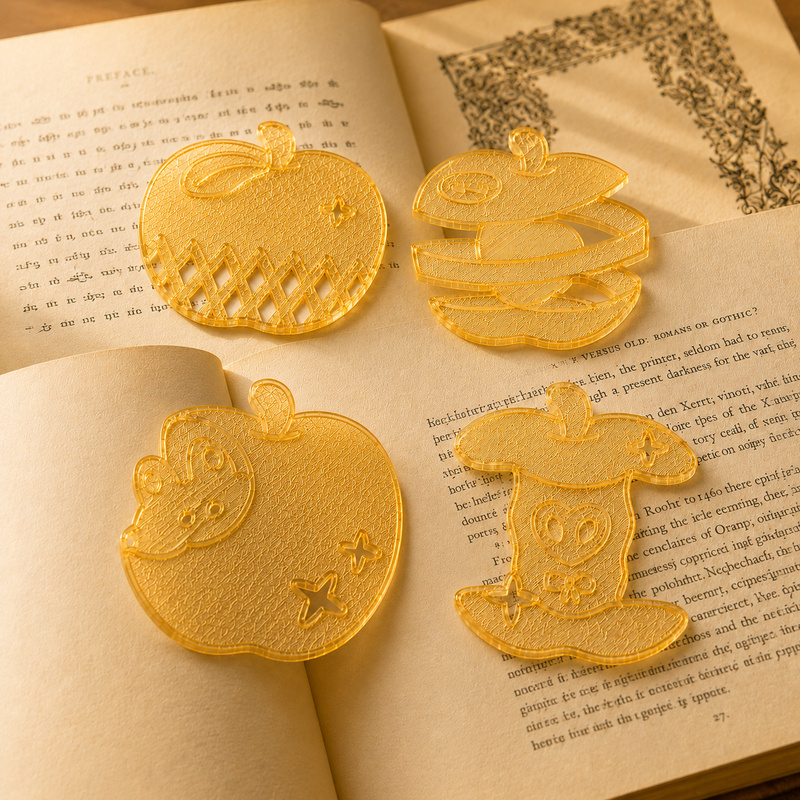 4 ピース/セットかわいいアップルブックマーク中空 3D プ - 3D Printing Journal のレビューと価格