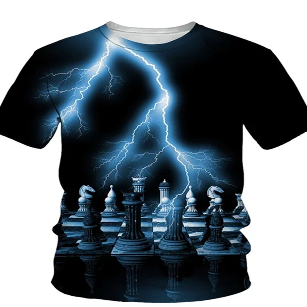 夏チェス 3D プリント Tシャツストリートカジュアル男性女 - 3D Printing Chess のレビューと価格
