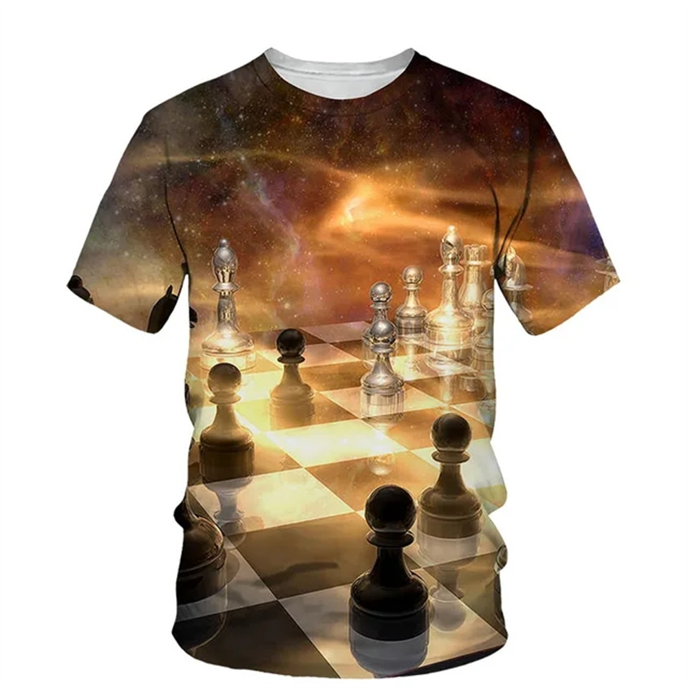 夏チェス 3D プリント Tシャツストリートカジュアル男性女 - 3D Printing Chess のレビューと価格