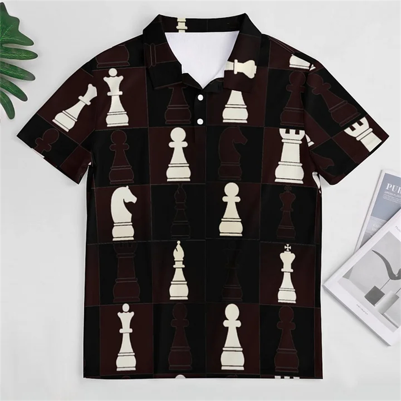 メンズチェスキング3Dプリントポロシャツ,半袖トップス,プロ - 3D Printing Chess のレビューと価格