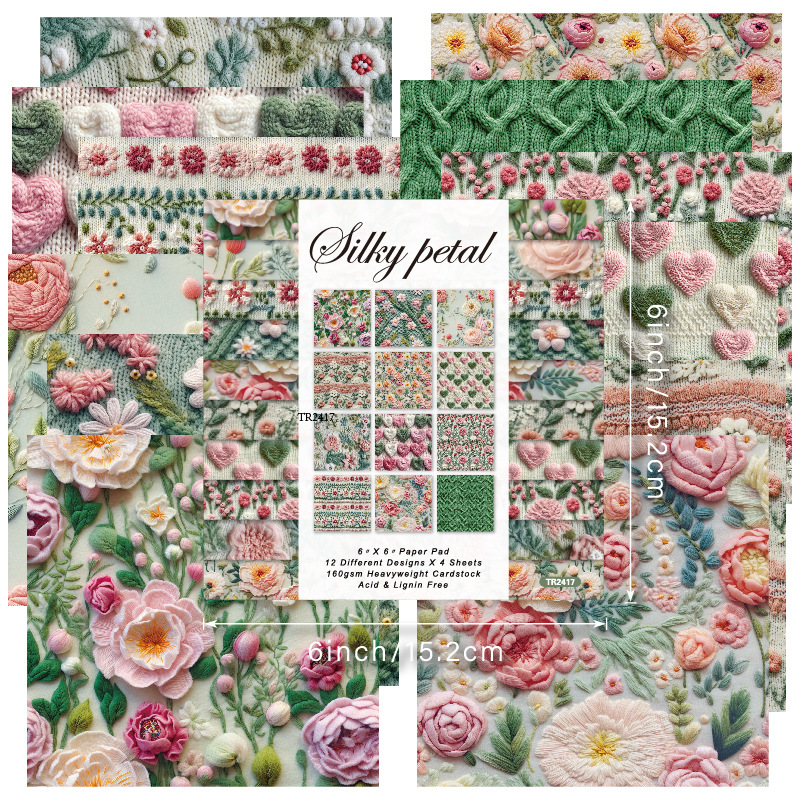 3D刺繍模様の花柄ニット生地風プリント紙。スクラップブッキン - 3D Printing Journal のレビューと価格