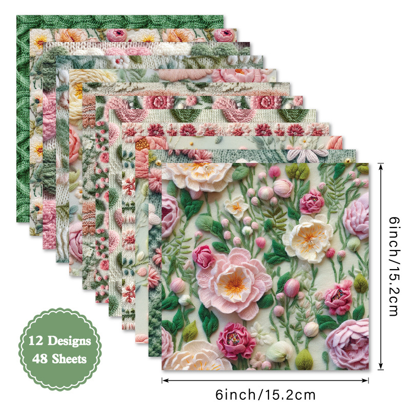 3D刺繍模様の花柄ニット生地風プリント紙。スクラップブッキン - 3D Printing Journal のレビューと価格