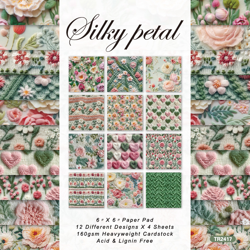 3D刺繍模様の花柄ニット生地風プリント紙。スクラップブッキン - 3D Printing Journal のレビューと価格