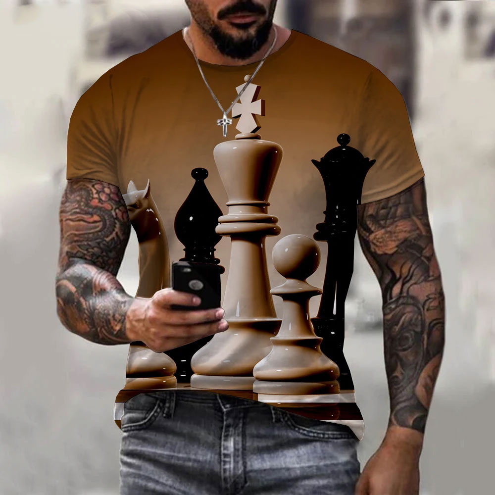 3DチェスプリントTシャツ,チェスボード付き,原宿,パーソナ - 3D Printing Chess のレビューと価格