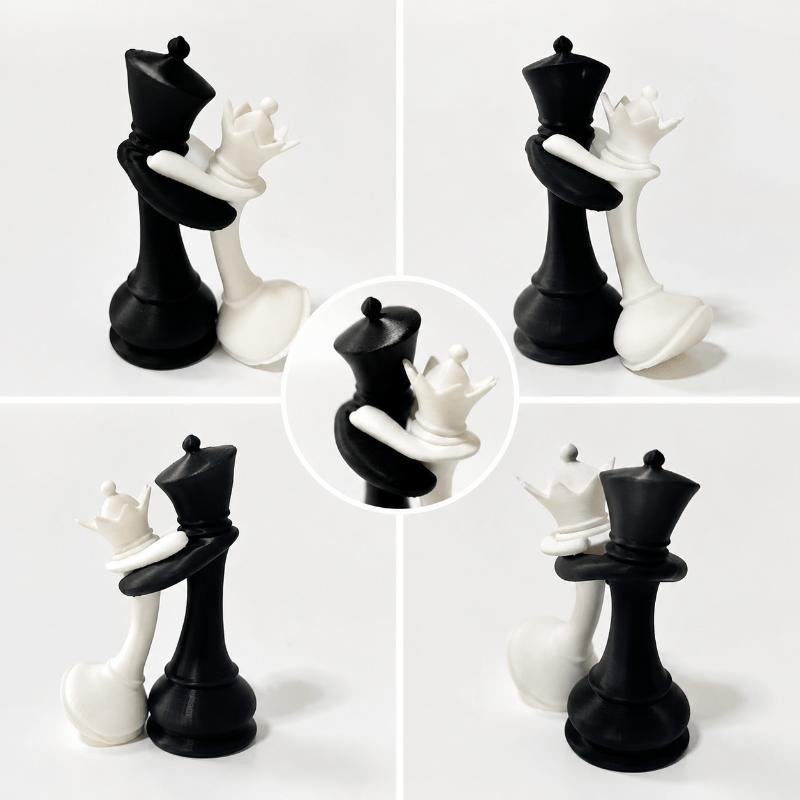 3Dプリント製のチェスのキングとクイーンの置物、ペアの像、芸 - 3D Printing Chess のレビューと価格