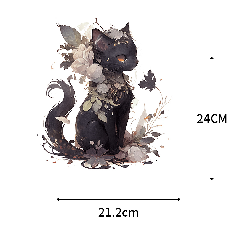 子供用熱転写ステッカー,黒猫,花,葉,本,ホットスタンピング - 3D Printing Vinyl のレビューと価格