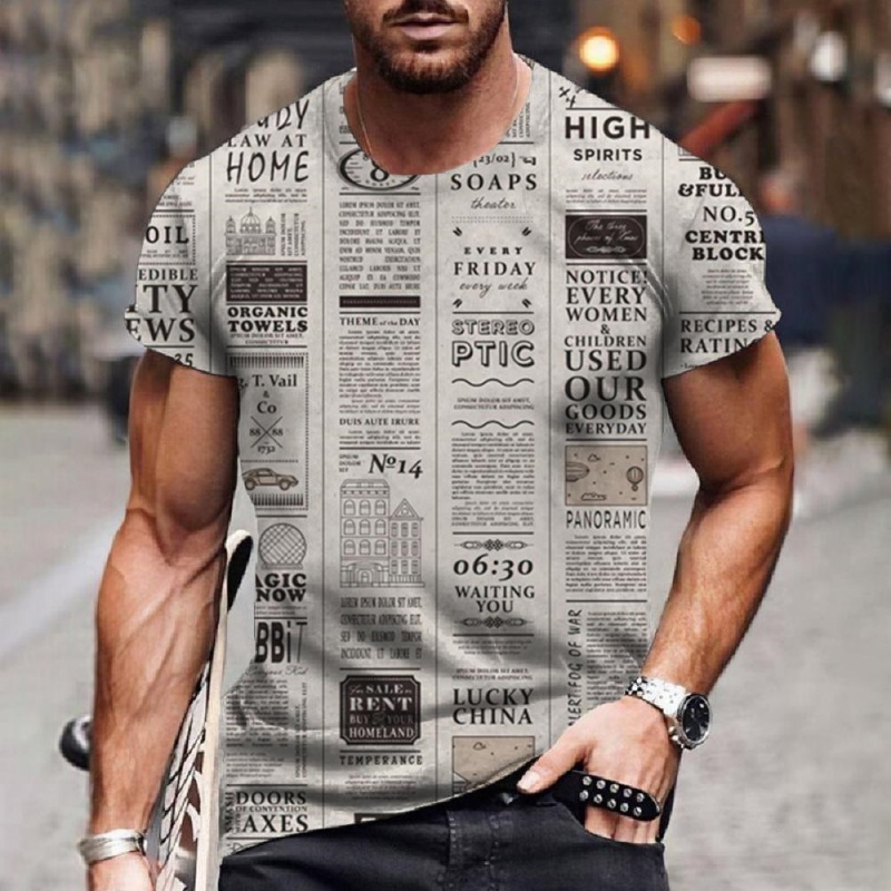 新聞ジャーナルパターン Tシャツ男性用カラフルな 3D プリ - 3D Printing Journal のレビューと価格