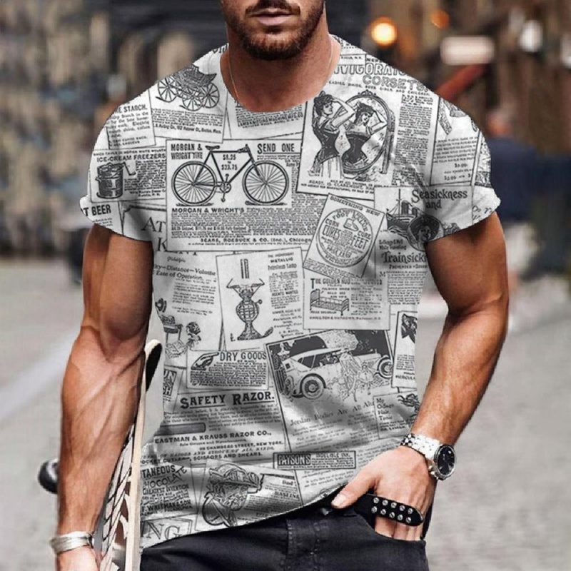 新聞ジャーナルパターン Tシャツ男性用カラフルな 3D プリ - 3D Printing Journal のレビューと価格