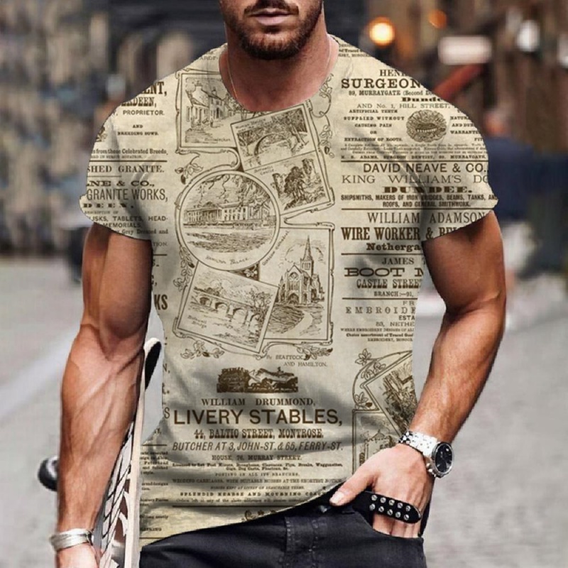新聞ジャーナルパターン Tシャツ男性用カラフルな 3D プリ - 3D Printing Journal のレビューと価格