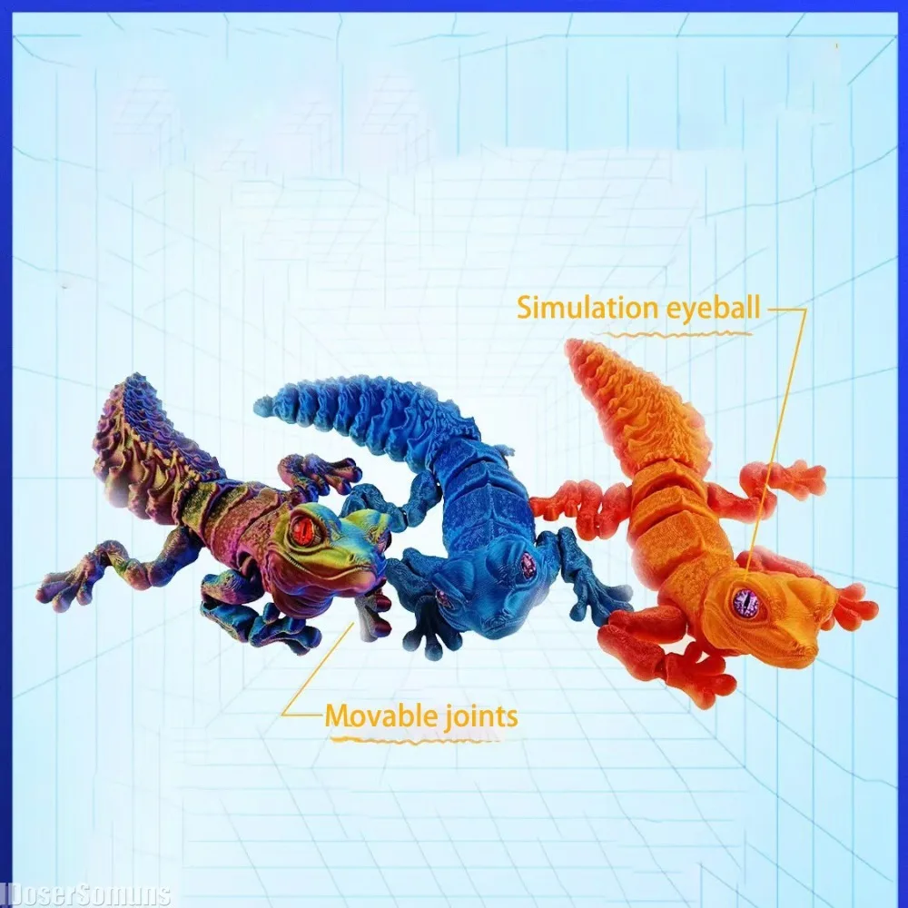 3Dプリント製の可動式リザード（トカゲ）型おもちゃ。関節が動 - 3D Printing Lizard のレビューと価格