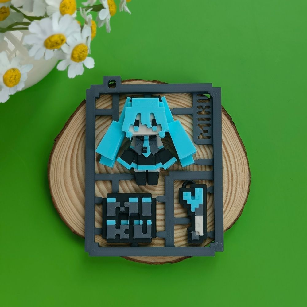 3Dプリント製のかわいいピクセル初音ミク半完成モデル、台座付 - 3D Printing Model Free のレビューと価格
