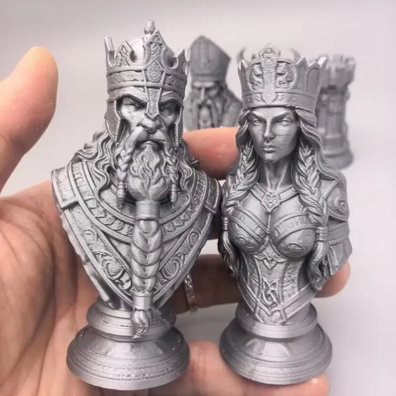 10cm 3Dプリントチェスの駒、北欧神話のキング・クイーン - 3D Printing Chess のレビューと価格