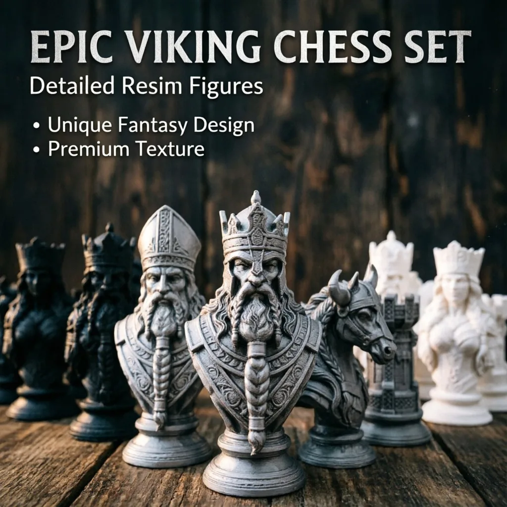 10cm 3Dプリントチェスの駒、北欧神話のキング・クイーン - 3D Printing Chess のレビューと価格
