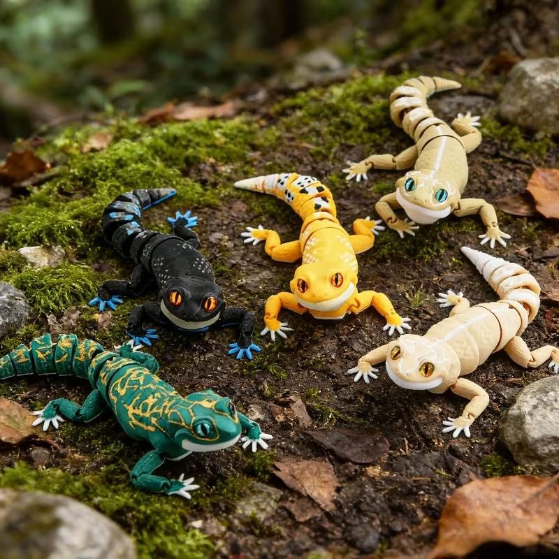 3Dプリント製多関節可動式カラフルなトカゲモデル、リアルな目 - 3D Printing Lizard のレビューと価格