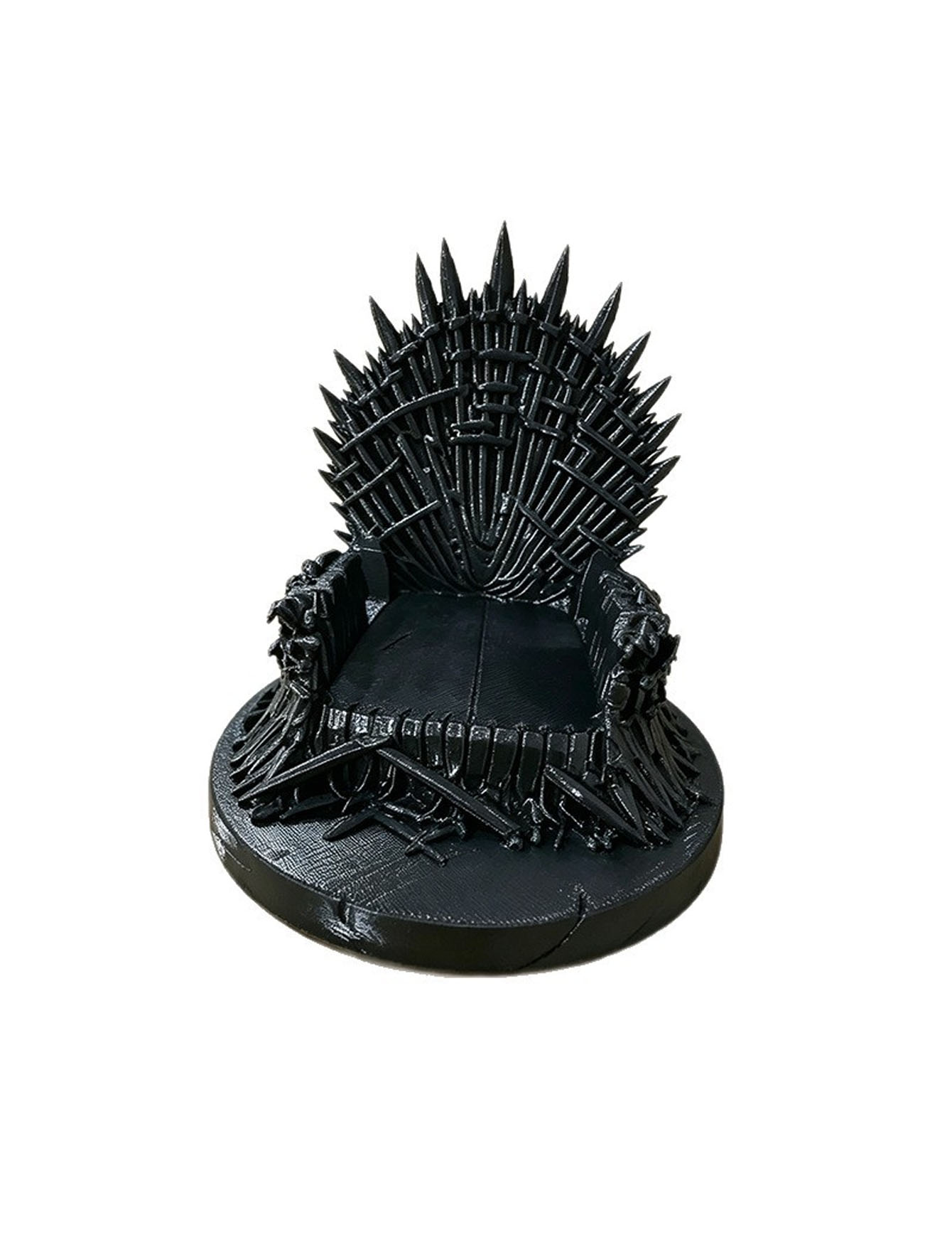 3Dプリント製の黒い携帯電話ホルダー、王座の彫刻、円形ベース - 3D Printing Examples のレビューと価格