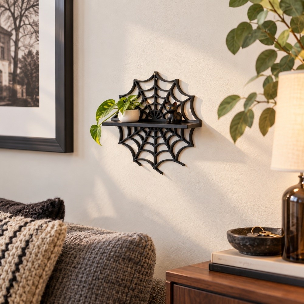 3Dプリントによるハロウィーンの装飾、浮遊式の棚、黒い蜘蛛の - 3D Printing Web のレビューと価格